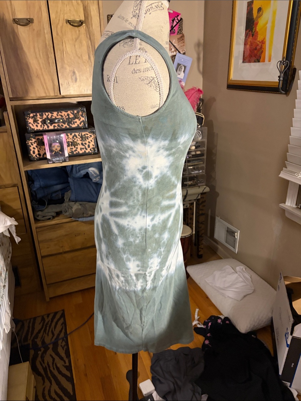 Anthropologie Sleeveless Tie-Dye Tank Dress — Sage Green - XS - Picture 2 of 5